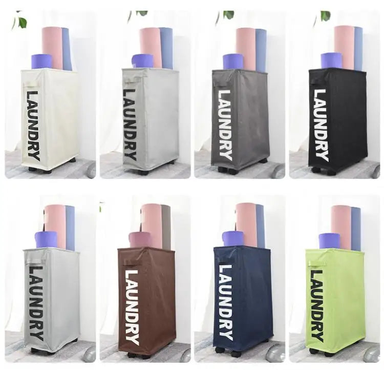 Cesta para la colada con ruedas, cesta de almacenamiento para esterilla de Yoga de gran capacidad, bolsa de almacenamiento de ropa sucia impermeable plegable multifuncional