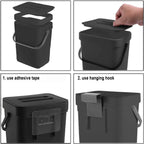 Cubo de basura pequeño de plástico, cubo de basura pequeño colgante con tapa debajo del fregadero para cocina, cubo de basura para alimentos, cubo de basura montable para Baño