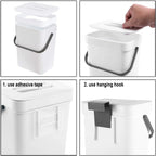 Cubo de basura pequeño de plástico, cubo de basura pequeño colgante con tapa debajo del fregadero para cocina, cubo de basura para alimentos, cubo de basura montable para Baño