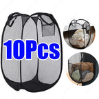 Cesta de lavandería plegable para ropa sucia, cesto emergente de malla, bolsa de almacenamiento de juguetes para el hogar, baño, dormitorio, viaje, 1-10 Uds.