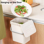 Cubo de basura pequeño de plástico, cubo de basura pequeño colgante con tapa debajo del fregadero para cocina, cubo de basura para alimentos, cubo de basura montable para Baño