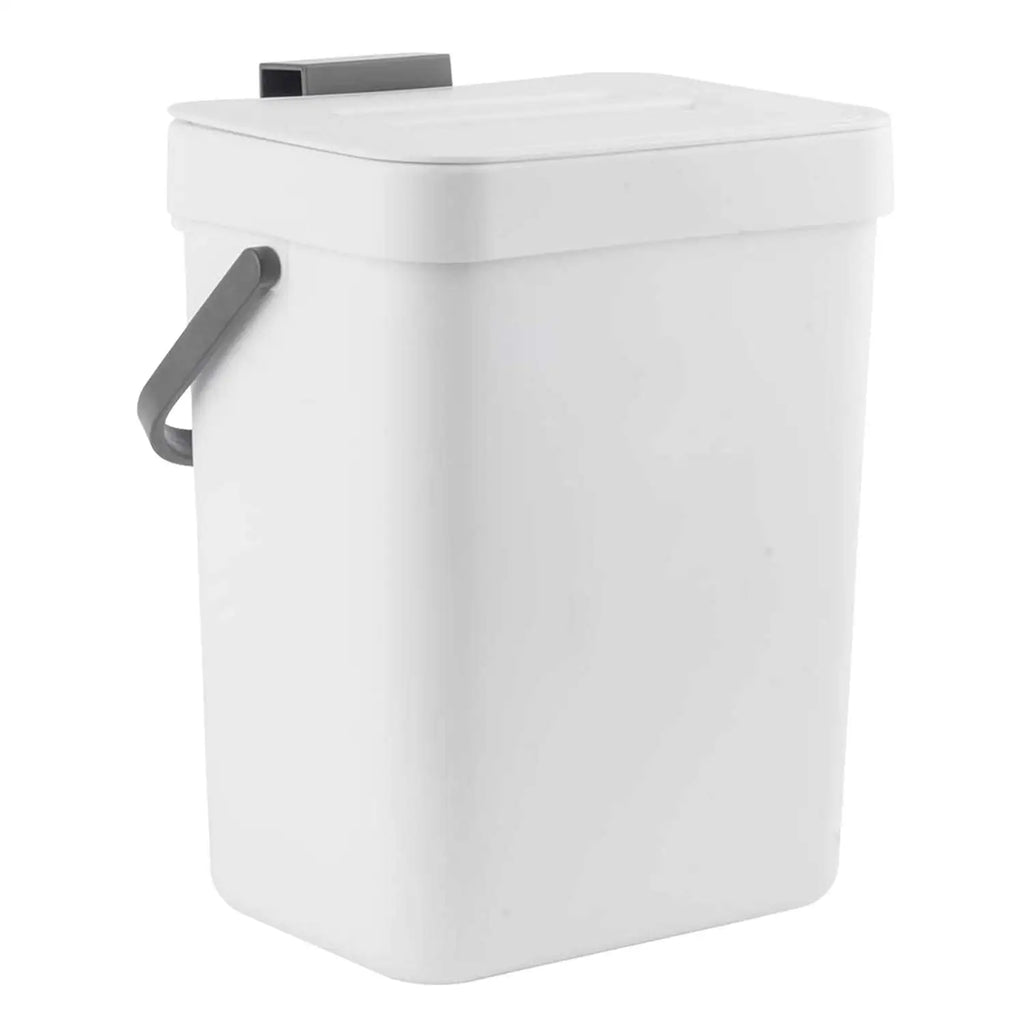 Cubo de basura pequeño de plástico, cubo de basura pequeño colgante con tapa debajo del fregadero para cocina, cubo de basura para alimentos, cubo de basura montable para Baño