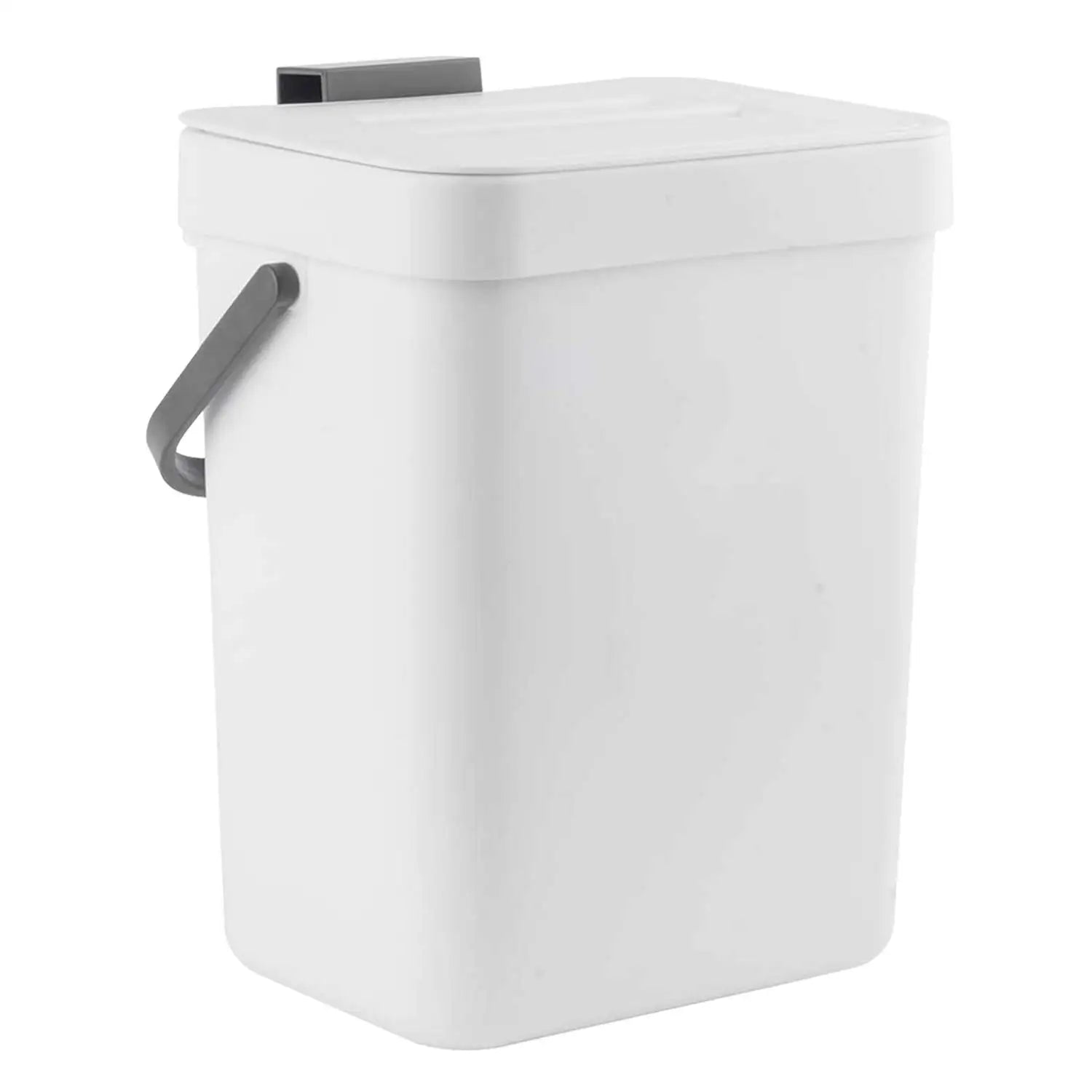 Cubo de basura pequeño de plástico, cubo de basura pequeño colgante con tapa debajo del fregadero para cocina, cubo de basura para alimentos, cubo de basura montable para Baño