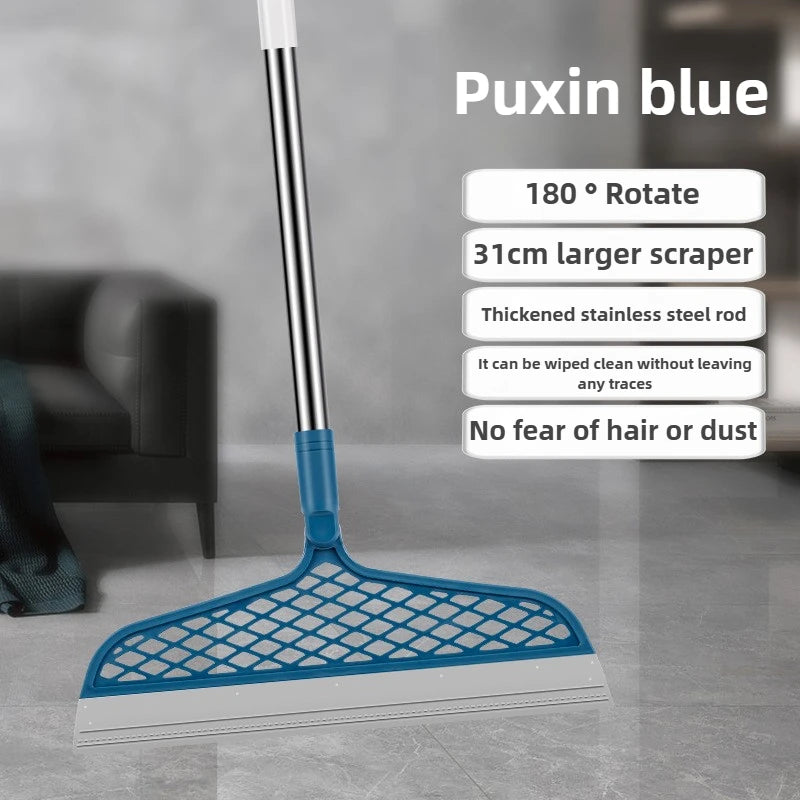 Escoba mágica con cabeza desmontable, raspador de silicona de doble cara, mango de plástico 180 °   Diseño de fácil almacenamiento para baño y sala de estar