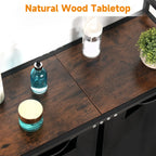 Cestos para la colada con mesa superior de madera natural, 2 bolsas extraíbles extraíbles, dos modos para llevar cesta para la colada