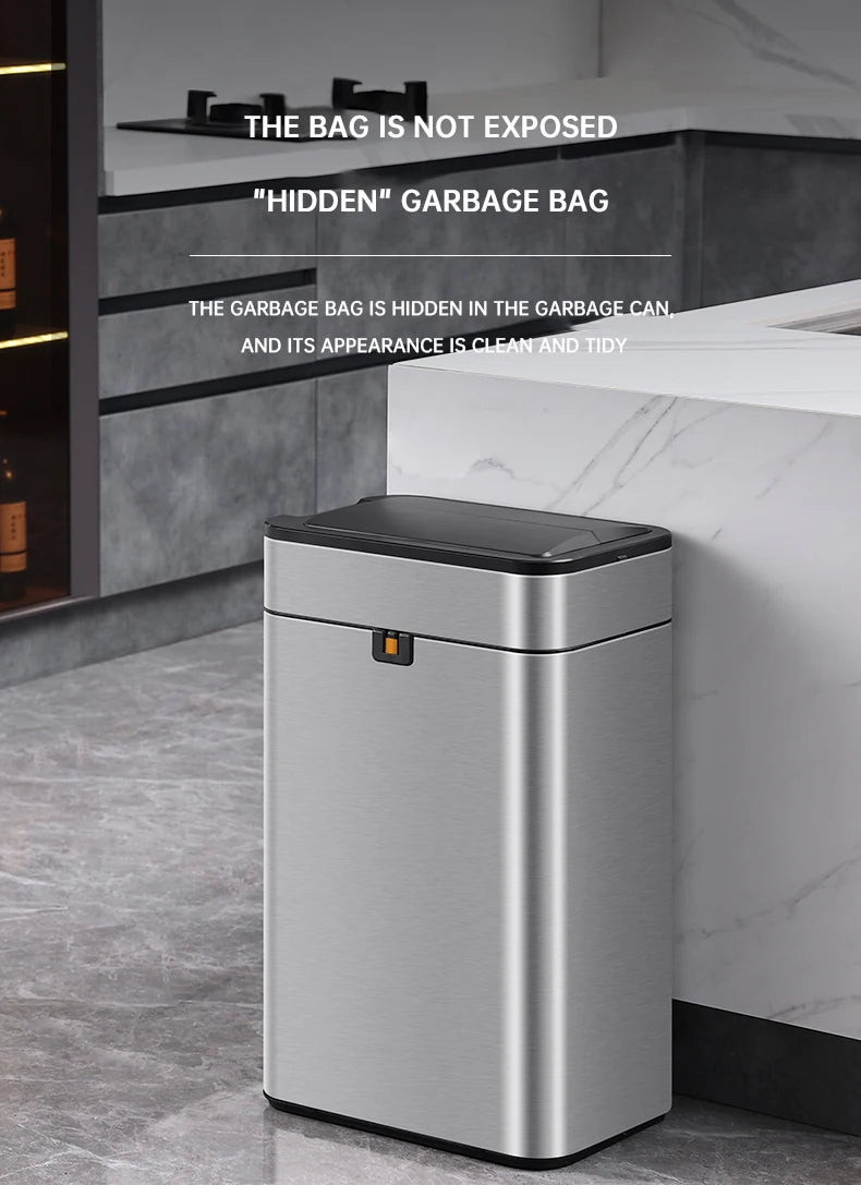 Nueva bote de basura de inducción inteligente para el hogar con tapa, inodoro, cocina, gran capacidad, sala de estar, embalaje automático, cubo de basura