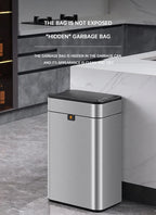 Cubo de basura de 9/15/20/30/40/50/60L, cubo de basura con Sensor inteligente de acero inoxidable de gran capacidad, cubo de basura automático, cubo de basura de cocina