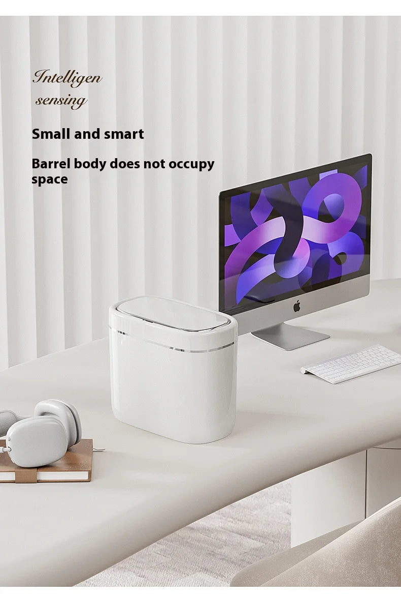 Cubo de basura con Sensor inteligente estrecho de 7/9L, cesta de basura automática con tapa, cubo de basura de escritorio, cubo de basura impermeable para inodoro