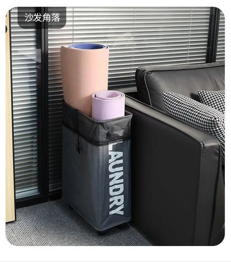 Cesta para la colada con ruedas, cesta de almacenamiento para esterilla de Yoga de gran capacidad, bolsa de almacenamiento de ropa sucia impermeable plegable multifuncional