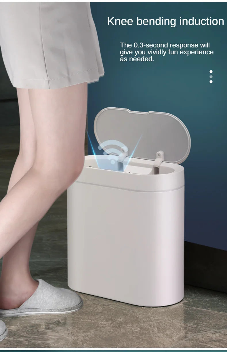 Cubo de basura con Sensor inteligente de 8L/7L, cubo de basura electrónico automático para el hogar, cubo de basura para cocina, inodoro, impermeable, cubo con Sensor de costura estrecha