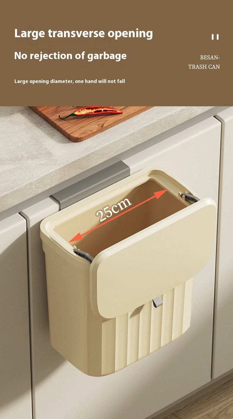 Cubo de basura de cocina, cubo de basura colgante montado en la pared con tapa, cubo de basura para gabinete debajo del fregadero, cubo de basura para Compost, 8,5/12L