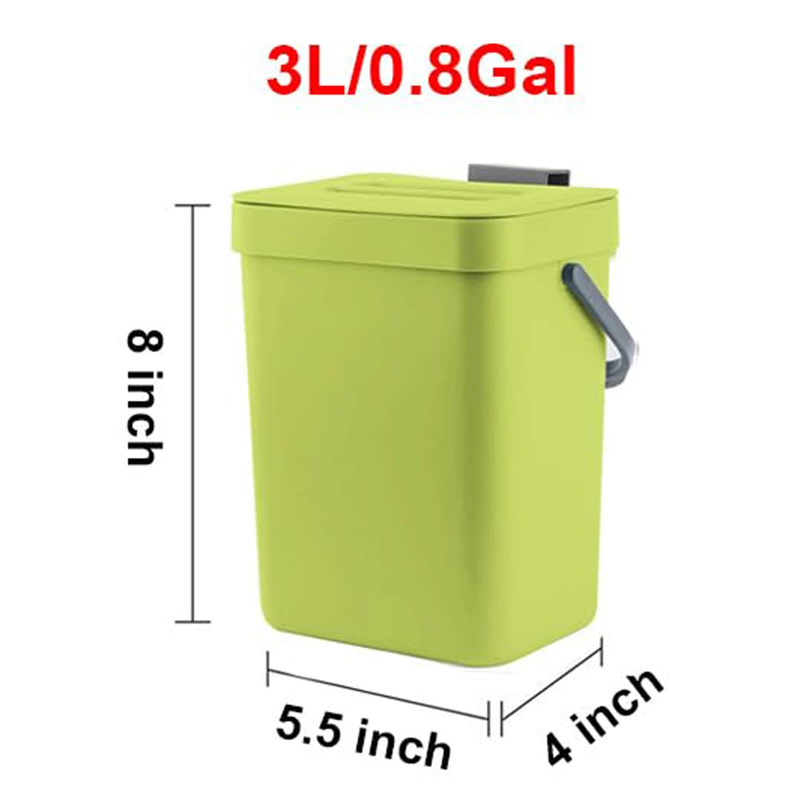 Cubo de basura pequeño de plástico, cubo de basura pequeño colgante con tapa debajo del fregadero para cocina, cubo de basura para alimentos, cubo de basura montable para Baño