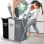 Cesta de lavandería de 3 rejillas, organizador de ropa sucia plegable, cesta de almacenamiento impermeable para baño, contenedores plegables para ropa y juguetes