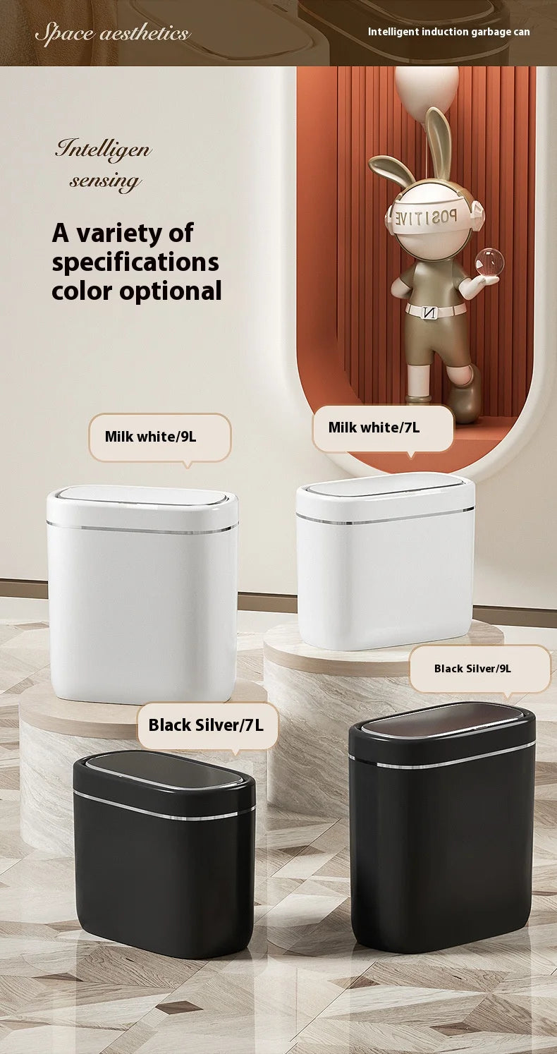 Cubo de basura con Sensor inteligente estrecho de 7/9L, cesta de basura automática con tapa, cubo de basura de escritorio, cubo de basura impermeable para inodoro
