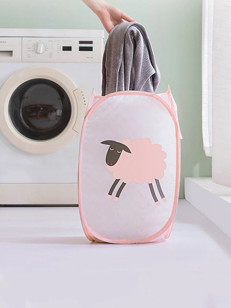 Cesta de ropa sucia de malla plegable de dibujos animados