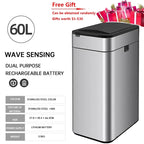 Cubo de basura de 9/15/20/30/40/50/60L, cubo de basura con Sensor inteligente de acero inoxidable de gran capacidad, cubo de basura automático, cubo de basura de cocina